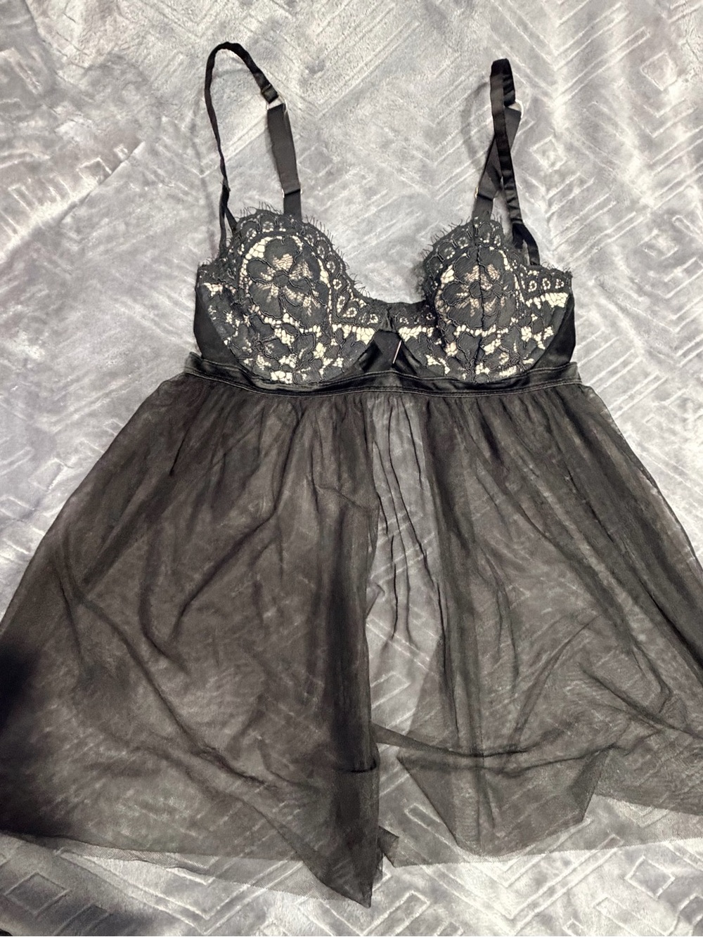 Victoria's Secret Black Lace Babydoll Chemise